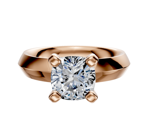 14K Rose Gold 4 Prong Classic Knife Edge 4.0mm Engagement Ring