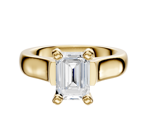 14K Yellow Gold 4 Prong Cathedral Dome 4.0mm Engagement Ring