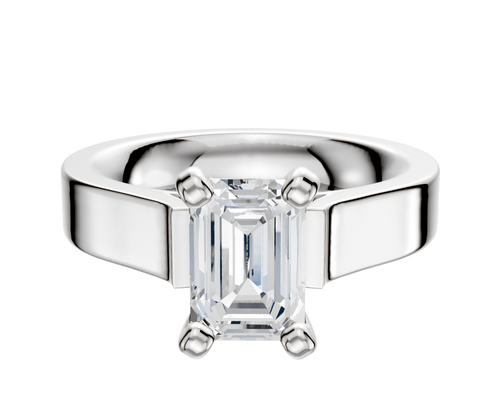 14K White Gold 4 Prong Cathedral Flat 4.0mm Engagement Ring