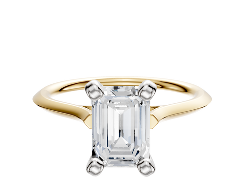 14K Two Tone 4 Prong Cathedral Knife Edge 1.5mm Engagement Ring