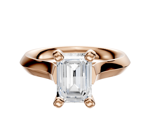 14K Rose Gold 4 Prong Cathedral Knife Edge 3.0mm Engagement Ring