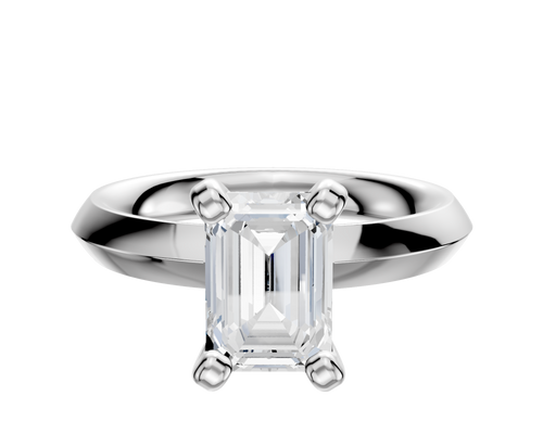 18K White Gold 4 Prong Classic Knife Edge 3.0mm Engagement Ring
