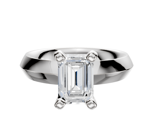 18K White Gold 4 Prong Classic Knife Edge 4.0mm Engagement Ring