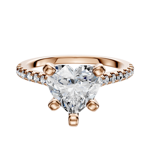 14K Rose Gold 4 Prong Cathedral Dome 1-Row-Pave 2.5mm Engagement Ring