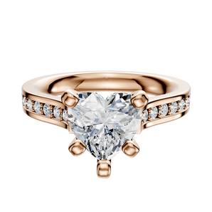 14K Rose Gold 4 Prong Cathedral Flat 1-Row-Pave 2.5mm Engagement Ring