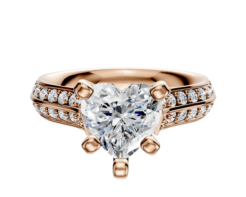 14K Rose Gold 4 Prong Cathedral Knife Edge 1-Row-Pave 2.5mm Engagement Ring