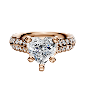 14K Rose Gold 4 Prong Cathedral Knife Edge 1-Row-Pave 2.5mm Engagement Ring