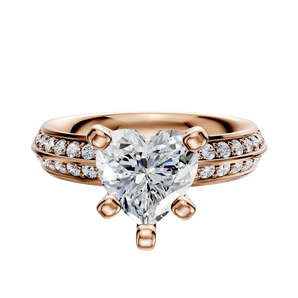 14K Rose Gold 4 Prong Classic Knife Edge 1-Row-Pave 2.5mm Engagement Ring