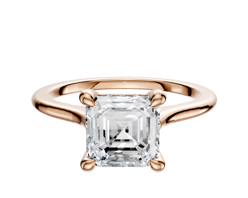 14K Rose Gold 4 Prong Hidden Halo Cathedral Dome 1.5mm Engagement Ring