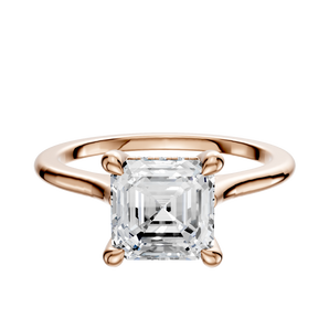 14K Rose Gold 4 Prong Hidden Halo Cathedral Dome 1.5mm Engagement Ring