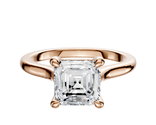 14K Rose Gold 4 Prong Hidden Halo Cathedral Dome 2.0mm Engagement Ring