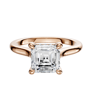 14K Rose Gold 4 Prong Hidden Halo Cathedral Dome 2.0mm Engagement Ring