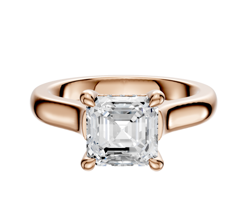 14K Rose Gold 4 Prong Hidden Halo Cathedral Dome 3.0mm Engagement Ring