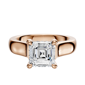 14K Rose Gold 4 Prong Hidden Halo Cathedral Dome 4.0mm Engagement Ring