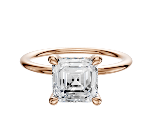 14K Rose Gold 4 Prong Hidden Halo Classic Dome 1.5mm Engagement Ring