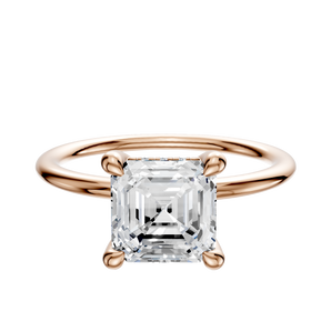 14K Rose Gold 4 Prong Hidden Halo Classic Dome 1.5mm Engagement Ring