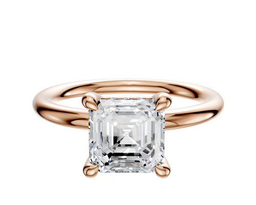 14K Rose Gold 4 Prong Hidden Halo Classic Dome 2.0mm Engagement Ring