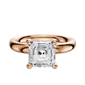 14K Rose Gold 4 Prong Hidden Halo Classic Dome 3.0mm Engagement Ring