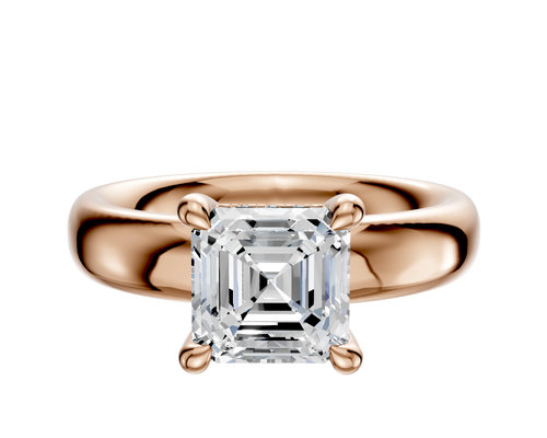 14K Rose Gold 4 Prong Hidden Halo Classic Dome 4.0mm Engagement Ring