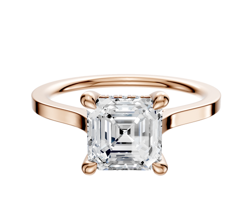 14K Rose Gold 4 Prong Hidden Halo Cathedral Flat 1.5mm Engagement Ring