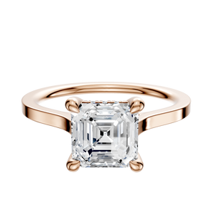 14K Rose Gold 4 Prong Hidden Halo Cathedral Flat 1.5mm Engagement Ring