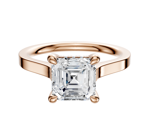 14K Rose Gold 4 Prong Hidden Halo Cathedral Flat 2.0mm Engagement Ring