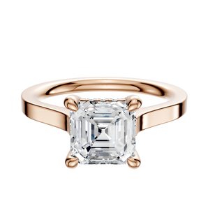 14K Rose Gold 4 Prong Hidden Halo Cathedral Flat 2.0mm Engagement Ring