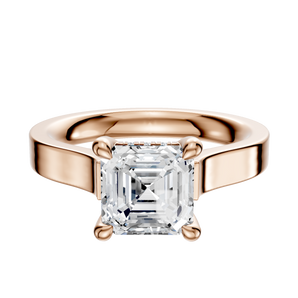 14K Rose Gold 4 Prong Hidden Halo Cathedral Flat 3.0mm Engagement Ring