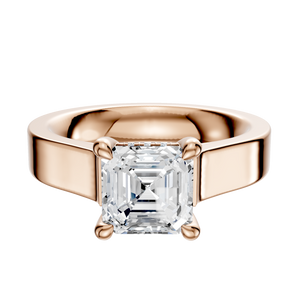 14K Rose Gold 4 Prong Hidden Halo Cathedral Flat 4.0mm Engagement Ring