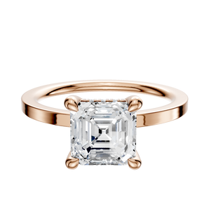 14K Rose Gold 4 Prong Hidden Halo Classic Flat 1.5mm Engagement Ring