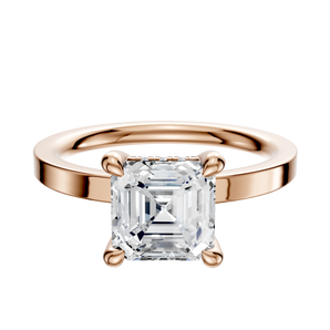 14K Rose Gold 4 Prong Hidden Halo Classic Flat 2.0mm Engagement Ring