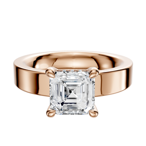 14K Rose Gold 4 Prong Hidden Halo Classic Flat 4.0mm Engagement Ring