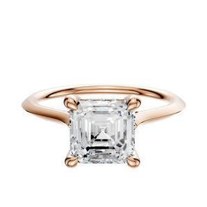 14K Rose Gold 4 Prong Hidden Halo Cathedral Knife Edge 1.5mm Engagement Ring