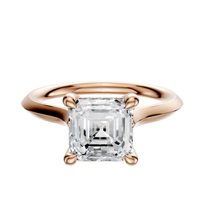 14K Rose Gold 4 Prong Hidden Halo Cathedral Knife Edge 2.0mm Engagement Ring