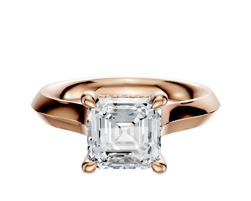 14K Rose Gold 4 Prong Hidden Halo Cathedral Knife Edge 3.0mm Engagement Ring