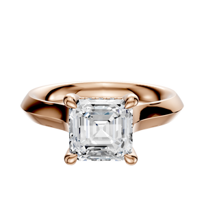 14K Rose Gold 4 Prong Hidden Halo Cathedral Knife Edge 3.0mm Engagement Ring