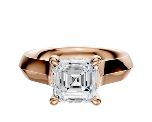 14K Rose Gold 4 Prong Hidden Halo Cathedral Knife Edge 4.0mm Engagement Ring