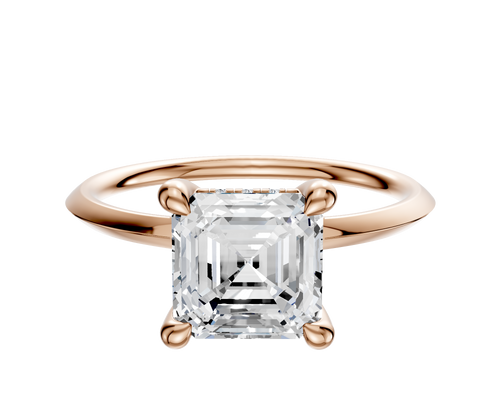 14K Rose Gold 4 Prong Hidden Halo Classic Knife Edge 1.5mm Engagement Ring