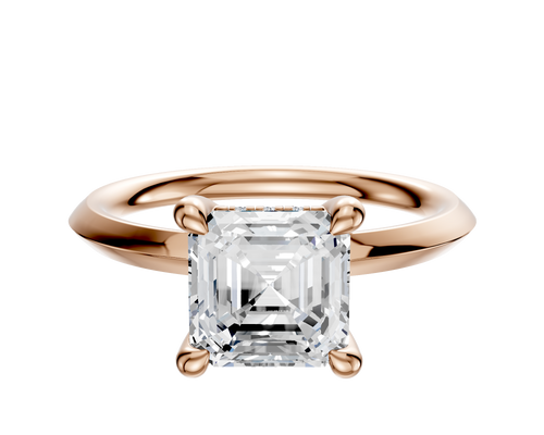 14K Rose Gold 4 Prong Hidden Halo Classic Knife Edge 2.0mm Engagement Ring