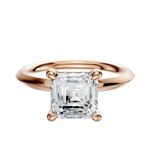 14K Rose Gold 4 Prong Hidden Halo Classic Knife Edge 2.0mm Engagement Ring