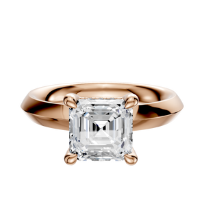 14K Rose Gold 4 Prong Hidden Halo Classic Knife Edge 3.0mm Engagement Ring