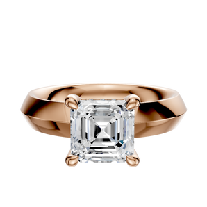 14K Rose Gold 4 Prong Hidden Halo Classic Knife Edge 4.0mm Engagement Ring