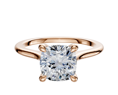 14K Rose Gold 4 Prong Hidden Halo Cathedral Dome 1.5mm Engagement Ring