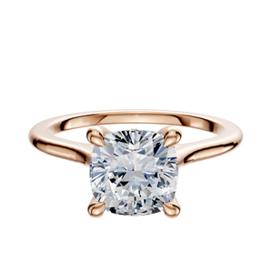 14K Rose Gold 4 Prong Hidden Halo Cathedral Dome 1.5mm Engagement Ring