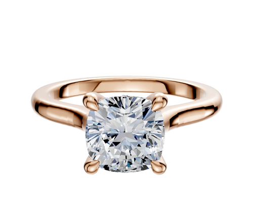 14K Rose Gold 4 Prong Hidden Halo Cathedral Dome 2.0mm Engagement Ring