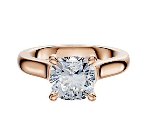 14K Rose Gold 4 Prong Hidden Halo Cathedral Dome 3.0mm Engagement Ring