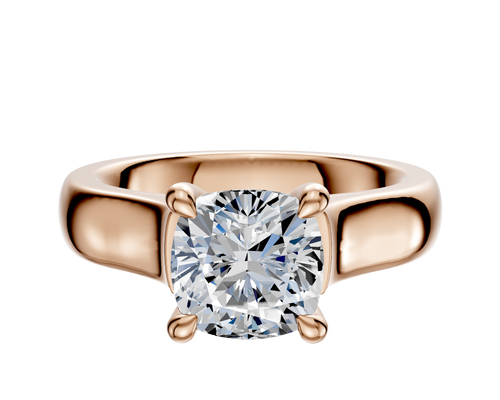 14K Rose Gold 4 Prong Hidden Halo Cathedral Dome 4.0mm Engagement Ring