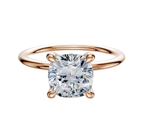 14K Rose Gold 4 Prong Hidden Halo Classic Dome 1.5mm Engagement Ring