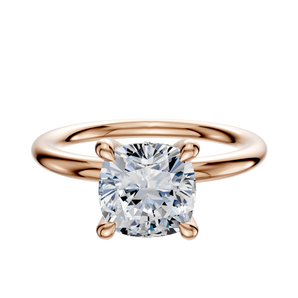 14K Rose Gold 4 Prong Hidden Halo Classic Dome 2.0mm Engagement Ring