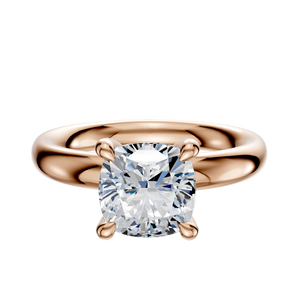 14K Rose Gold 4 Prong Hidden Halo Classic Dome 3.0mm Engagement Ring